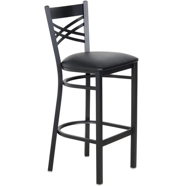 Metal Frame Cross Back Barstool with Vinyl Seat <p data-mce-fragment="1"><span style="color: #ff8000;"> Optional Seat Colors</span><br></p>