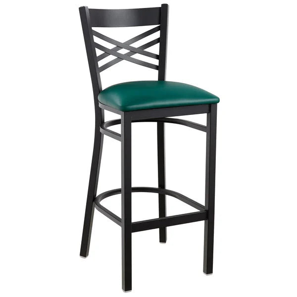 Metal Frame Cross Back Barstool with Vinyl Seat <p data-mce-fragment="1"><span style="color: #ff8000;"> Optional Seat Colors</span><br></p>
