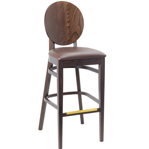 Wood Restaurant Dining Chair with Solid Wood Back in Walnut or Black Finish with Vinyl Padded Seat - #G778