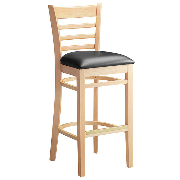 Natural Wood Frame Ladder Back Barstool with Vinyl Seat <p data-mce-fragment="1"><span style="color: #ff8000;"> Optional Seat Colors</span><br></p>