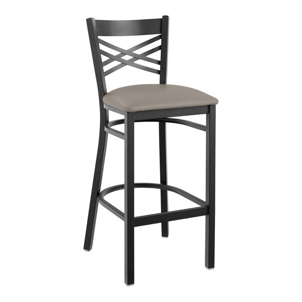 Metal Frame Cross Back Barstool with Vinyl Seat <p data-mce-fragment="1"><span style="color: #ff8000;"> Optional Seat Colors</span><br></p>