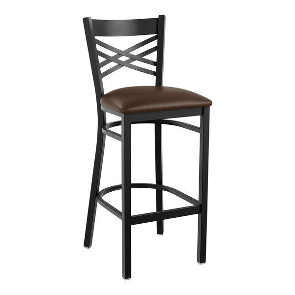 Metal Frame Cross Back Barstool with Vinyl Seat <p data-mce-fragment="1"><span style="color: #ff8000;"> Optional Seat Colors</span><br></p>