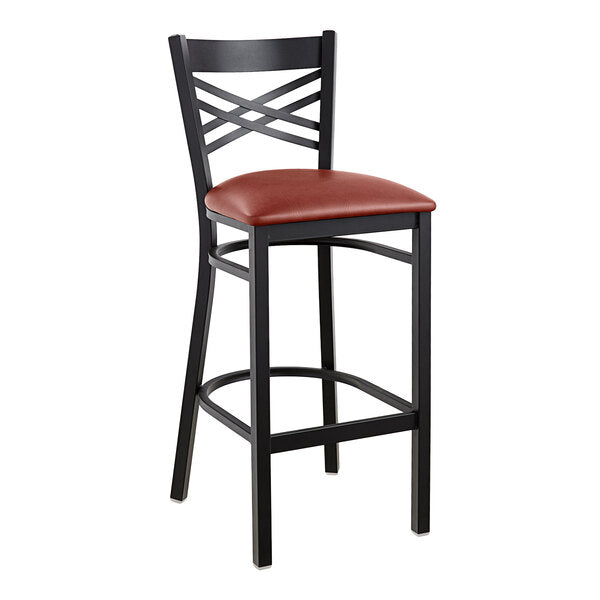Metal Frame Cross Back Barstool with Vinyl Seat <p data-mce-fragment="1"><span style="color: #ff8000;"> Optional Seat Colors</span><br></p>