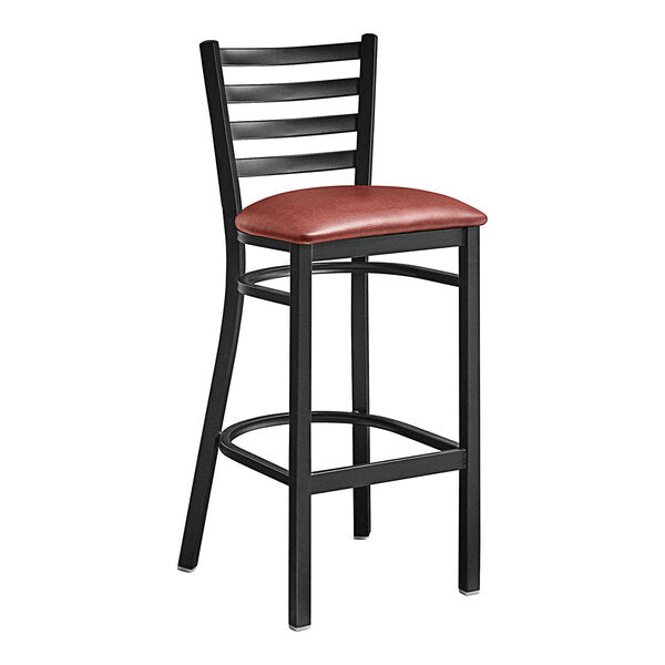 Metal Frame Ladder Back Barstool with Vinyl Seat <p data-mce-fragment="1"><span style="color: #ff8000;"> Optional Seat Colors</span><br></p>