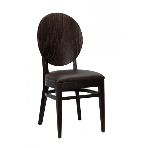 Wood Restaurant Dining Chair with Solid Wood Back in Walnut or Black Finish with Vinyl Padded Seat - #G778