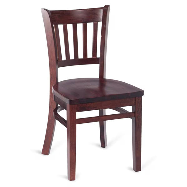 Vertical Back Walnut Wood Restaurant Chair Shown with Solid Wood Seat #625