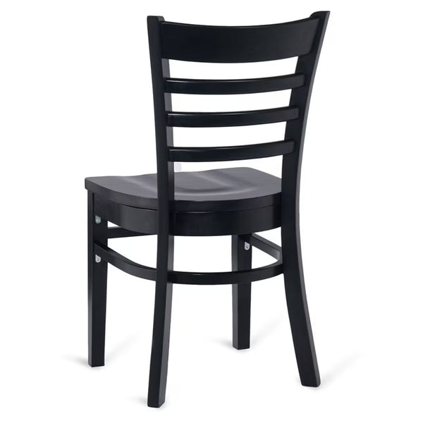 Ladder Back Walnut Wood Restaurant Chair Shown with Solid Wood Seat #613