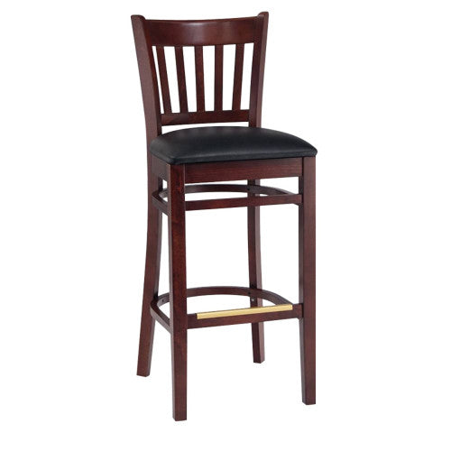 Vertical Back Walnut Wood Restaurant Chair Shown with Solid Wood Seat #625