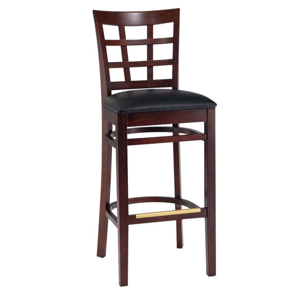 Window Pane Beechwood Restaurant Chair in Black, Mahogany or Walnut with choice of seat style  #650