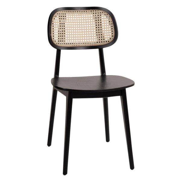 Wood Restaurant Cane Back Dining Chair in Walnut or Black Finish with Wood Seat - #G616W