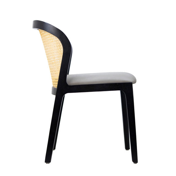 European Beechwood Black Frame Dining Chair with Cane Back and upholstered seat #G617 (Copy)