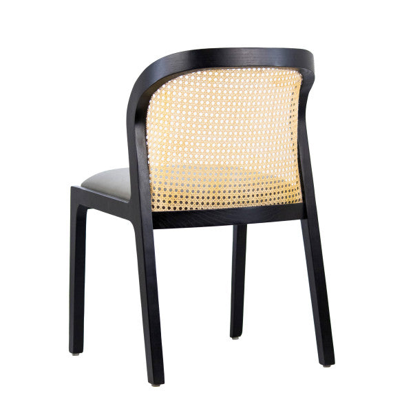 European Beechwood Black Frame Dining Chair with Cane Back and upholstered seat #G617 (Copy)