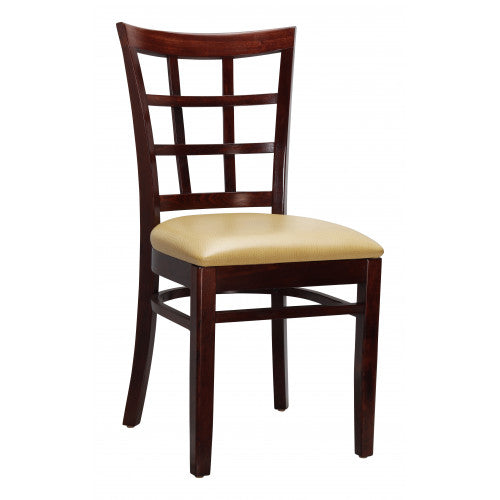 Window Pane Beechwood Restaurant Chair in Black, Mahogany or Walnut with choice of seat style  #650