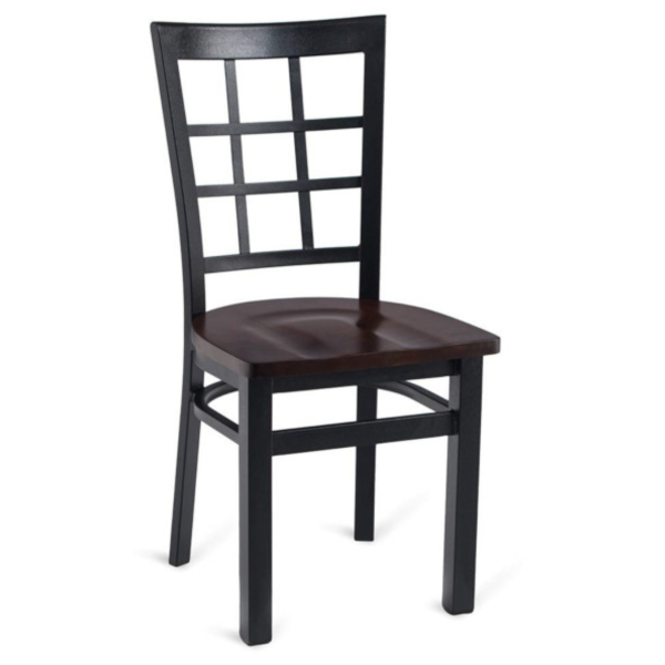 Window Pane Beechwood Restaurant Chair in Black, Mahogany or Walnut with choice of seat style  #650