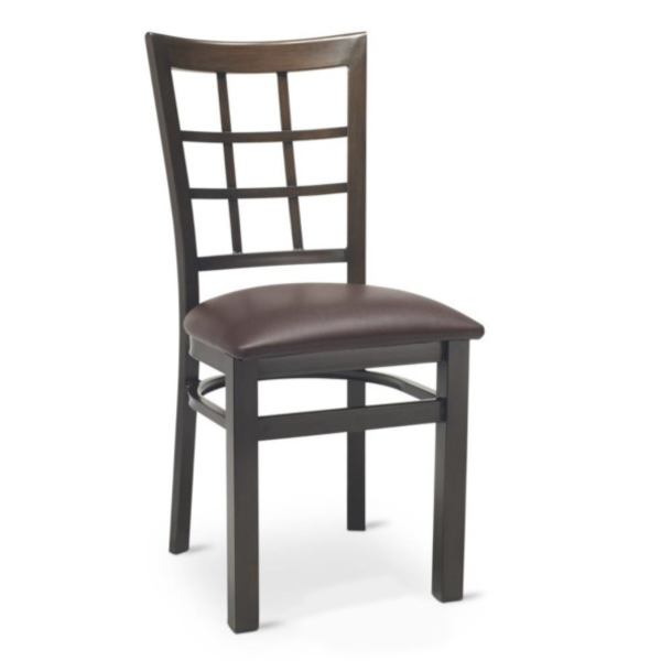 Window Pane Beechwood Restaurant Chair in Black, Mahogany or Walnut with choice of seat style  #650