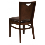 Wood Restaurant Dining Chair with Solid Wood Back in Walnut or Black Finish with Vinyl Padded Seat - #G693