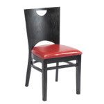Wood Restaurant Dining Chair with Solid Wood Back in Walnut or Black Finish with Vinyl Padded Seat - #G693