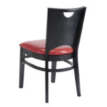 Wood Restaurant Dining Chair with Solid Wood Back in Walnut or Black Finish with Vinyl Padded Seat - #G693
