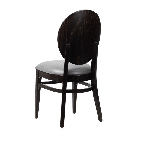 Wood Restaurant Dining Chair with Solid Wood Back in Walnut or Black Finish with Vinyl Padded Seat - #G778