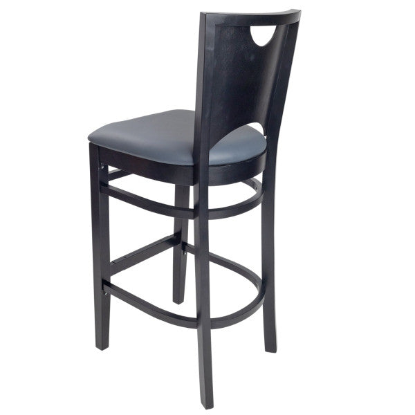 Wood Restaurant Dining Chair with Solid Wood Back in Walnut or Black Finish with Vinyl Padded Seat - #G693