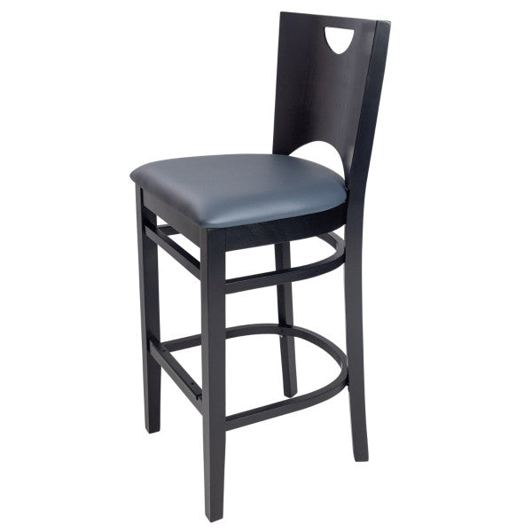Wood Restaurant Dining Chair with Solid Wood Back in Walnut or Black Finish with Vinyl Padded Seat - #G693