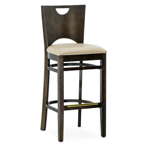 Wood Restaurant Dining Chair with Solid Wood Back in Walnut or Black Finish with Vinyl Padded Seat - #G693