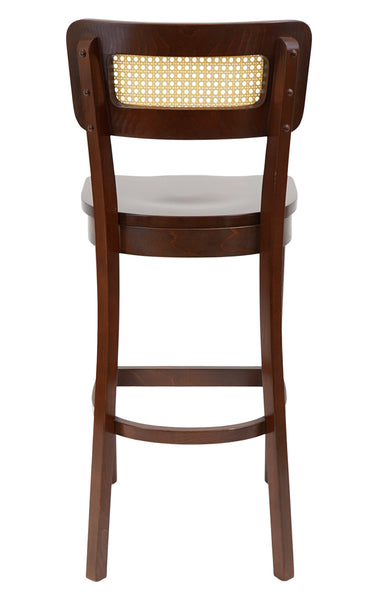 Cane Back Beechwood Restaurant Chair Shown with Solid Wood Seat in Walnut Finish #E-004