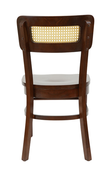 Cane Back Beechwood Restaurant Chair Shown with Solid Wood Seat in Walnut Finish #E-004