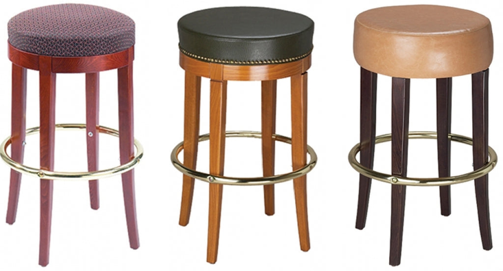 Backless Bar Stools, Walnut Stain with Padded Seat & Back #G17