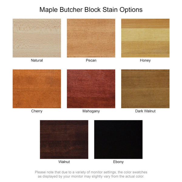 1.5" Thick Solid Red Oak Butcher Block with optional stains