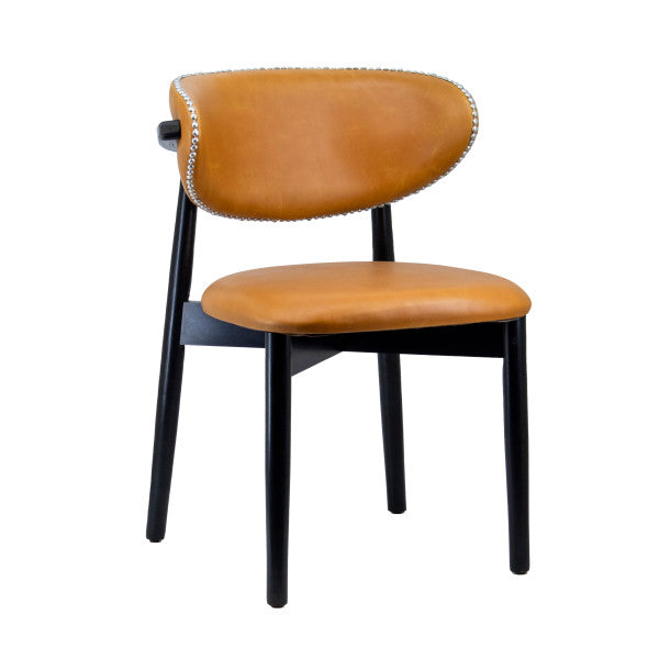 European Beechwood Black Frame Dining Chair with Upholstered Seat and Back #G689