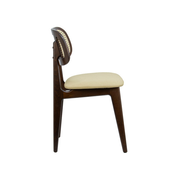 Wood Restaurant Cane Back Dining Chair in Walnut or Black Finish with Wood Seat - #G616W