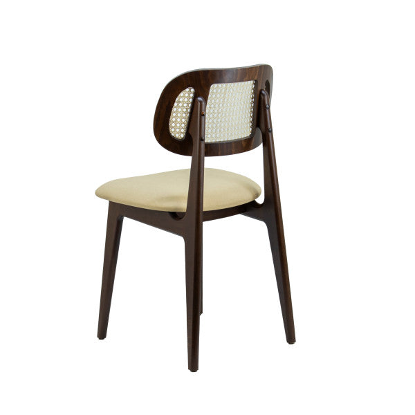 Wood Restaurant Cane Back Dining Chair in Walnut or Black Finish with Wood Seat - #G616W
