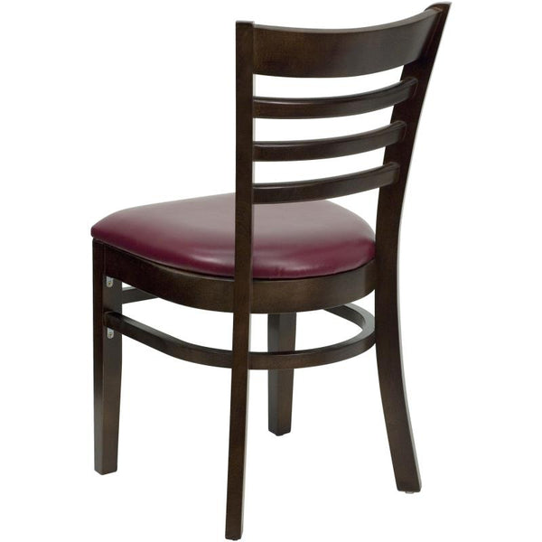 Ladder Back Walnut Wood Restaurant Chair Shown with Solid Wood Seat #613
