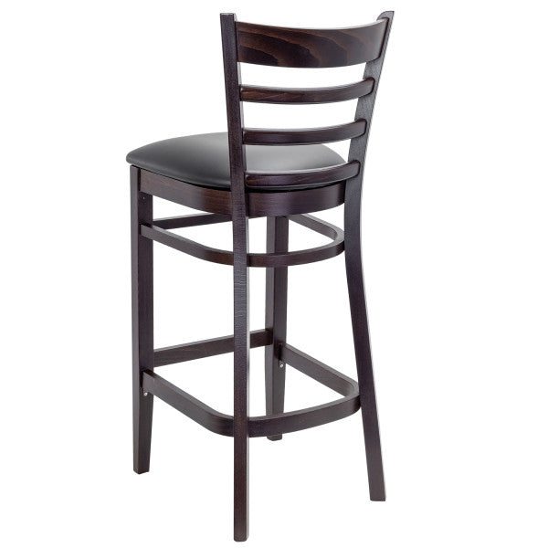 Ladder Back Walnut Wood Restaurant Chair Shown with Solid Wood Seat #613