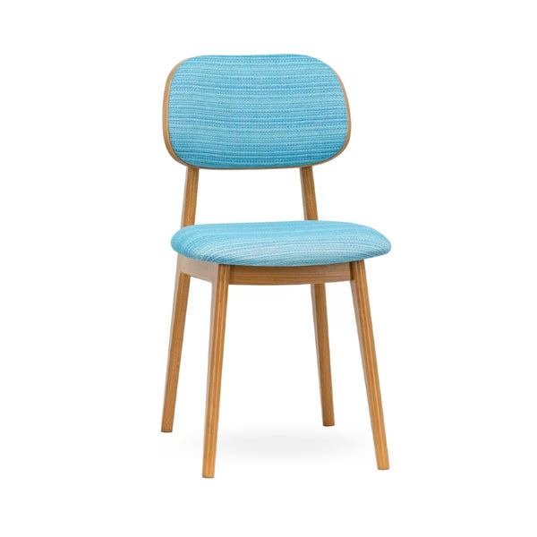 <p>Upholstered Beech Wood Restaurant Chair shown with optional <span style="color: rgb(0, 170, 255);"><strong>custom fabric</strong></span></p>