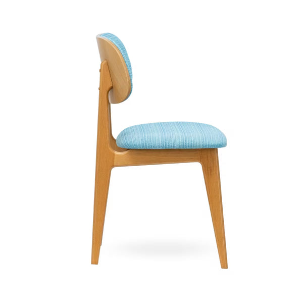 <p>Upholstered Beech Wood Restaurant Chair shown with optional <span style="color: rgb(0, 170, 255);"><strong>custom fabric</strong></span></p>