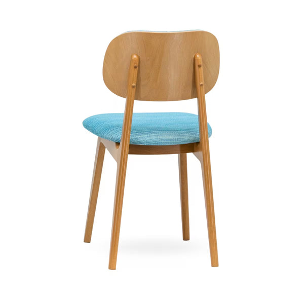 <p>Upholstered Beech Wood Restaurant Chair shown with optional <span style="color: rgb(0, 170, 255);"><strong>custom fabric</strong></span></p>