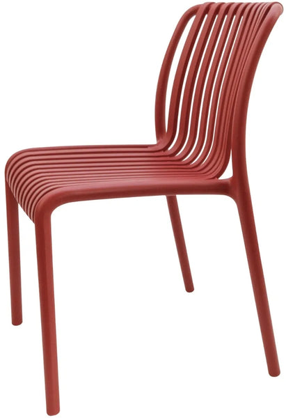 Copy of Stackable Indoor/Outdoor Resin Chair With Striped Seat and Back in Crimson