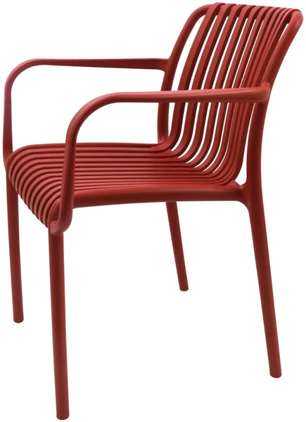 Copy of Stackable Indoor/Outdoor Resin Chair With Striped Seat and Back in Crimson