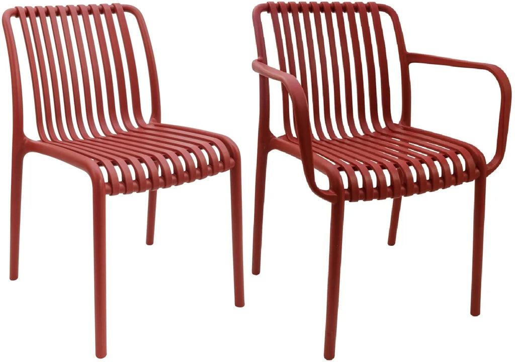 Copy of Stackable Indoor/Outdoor Resin Chair With Striped Seat and Back in Crimson