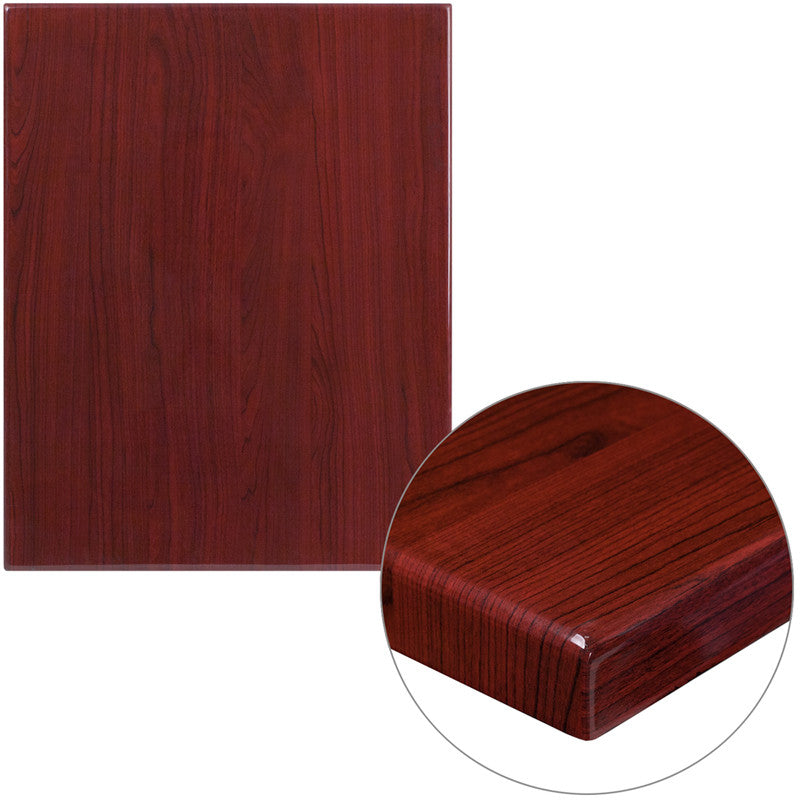 30'' x 60'' High-Gloss Mahogany Resin Table Top with 2'' Thick Edge - Restaurant Chairs Direct.COM