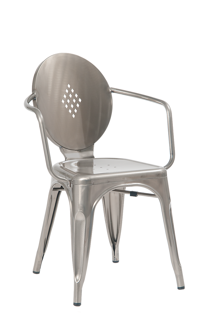 Clear Coat Metal Frame Arm Chair #E342C - Restaurant Chairs Direct.COM