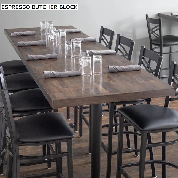 30" x 96" Long Table Tops - Espresso Butcher Block