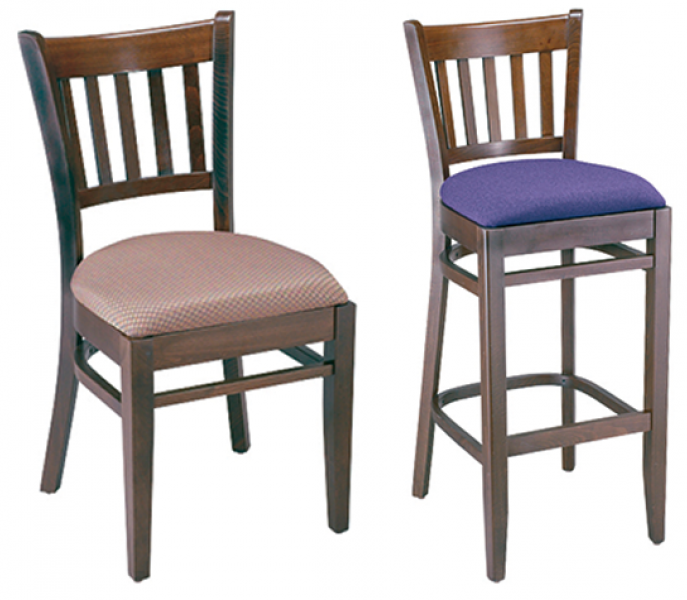 Wood Vertical Back Chair & Matching Barstool #G425/G925 <br><span style="color: #ff8000;">4 Frame Colors</span>