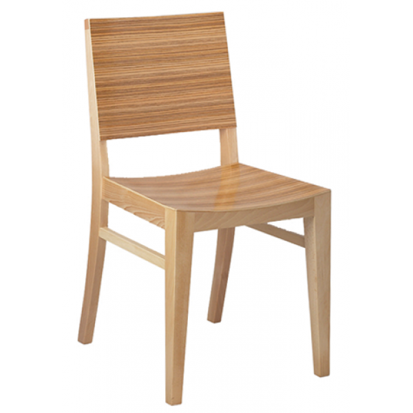 Wood Chair Natural or Walnut with Veneer or Padded Seat #200