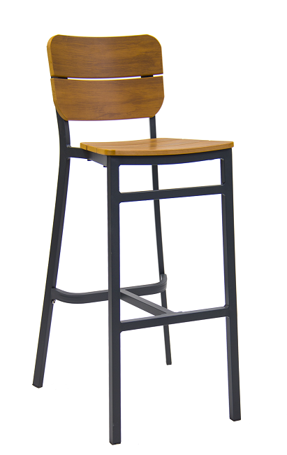 Outdoor/Indoor Aluminum Bar Stool with Synthetic Teak Wood Slats #EV-A16-BS
