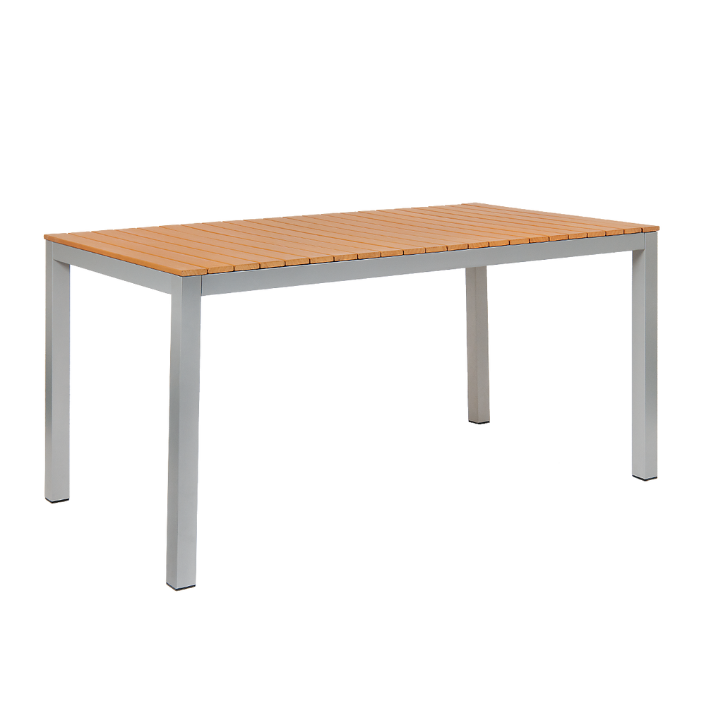 30" x 72" Rectangular Aluminum Outdoor Table & Base with Composite Teak Slats #E-3072TS - Restaurant Chairs Direct.COM