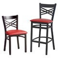 Cross Back Metal Restaurant Chair with Burgundy Vinyl Seat #F12-BUR - Restaurant Chairs Direct.COM