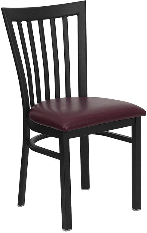 Vertical Back Metal Restaurant Chair with Burgundy Vinyl Seat F168-BUR - Restaurant Chairs Direct.COM